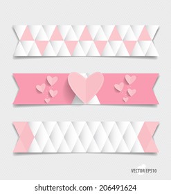 Cute note paper with hearts. Vector illustration.