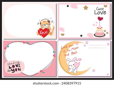 Papel de nota corta de diseño de amor para enviar tu amor
