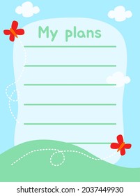Cute note paper, write memo and write plan for reminder. Vector design suitable for multiple purpose