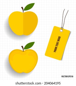 Cute note papers and apple, welcome back to school. Vector illustration.