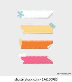 Cute note papers, ready for your message. Vector illustration.