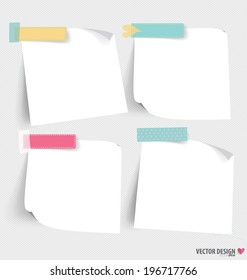 Cute note papers, ready for your message. Vector illustration.