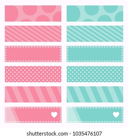 Cute Note Papers, Template for Scrapbooking, Vector Illustration