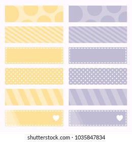 Cute Note Papers, Template for Scrapbooking, Vector Illustration
