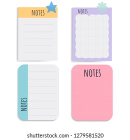 Cute note papers vector set