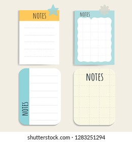 Cute note papers vector set