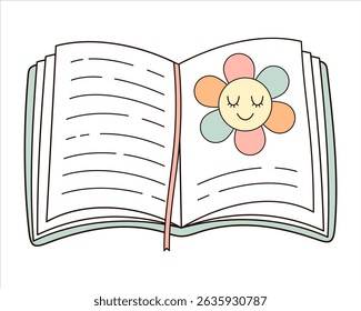 Cute notebook, book, planner clipart isolated on white background, school supplies, back to school, adorable hand drawn vector illustration in flat style