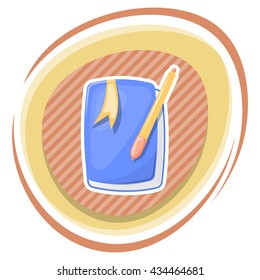 Cute notebook colorful icon. Vector illustration in cartoon style