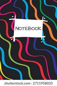 Nettes Notebook-Cover mit einem bunten Wellenlinien-Design