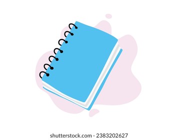 Cute notebook diary isolated on white background flat color cartoon style.