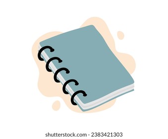 Cuto cuaderno diario aislado en el fondo blanco estilo de dibujos animados de color plano.