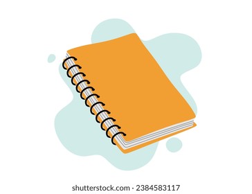 Cute notebook diary isolated on white background flat color cartoon style.