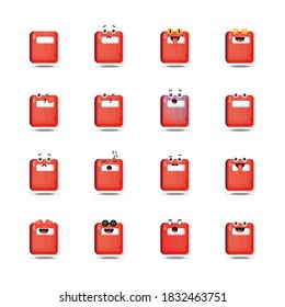 Cute notebook with emoticons set