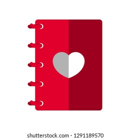 Cute notebook with a heart. Love icon. Vector illustration design