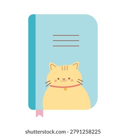 Cute notebook journal diary book with funny yellow cat cover for school