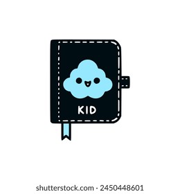 cute notebook kawaii sticker tshirt vector illustration template design