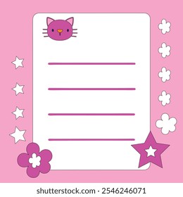 cute notepad with cat head vector illustration.
