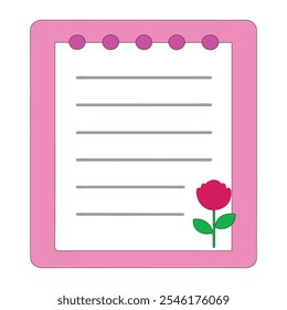 cute notepad with flower vector art illustration