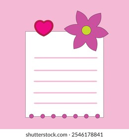 cute notepad with flower vector illustration.