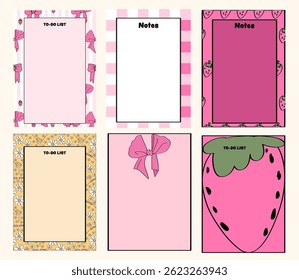 cute notepad page design collection. Cute pink girly notepad pages.