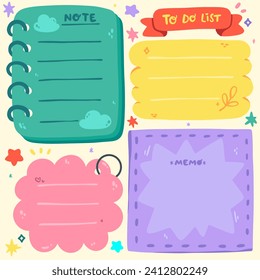 Cute Notes Vector Illustration For School