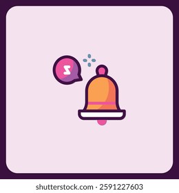 Cute notification bell icon design with zzz symbol in speech bubble
