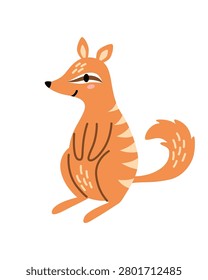 Cute numbat isolated on white background. A small insectivorous marsupial native only to Australia. Perfect for children's educational materials, school posters, and wildlife conservation projects. Vector cartoon illustration.