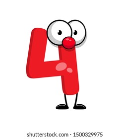 cute number 4 with eyes and legs in comic style.illustration for kids. cartoon style