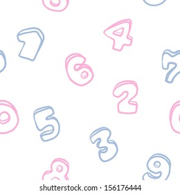 cute number background seamless pattern / cartoon vector and illustration, isolated on white background.