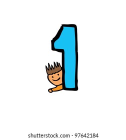 cute number cartoon doodle - vector illustration