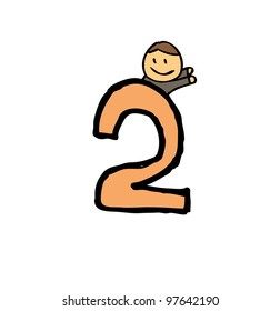 cute number cartoon doodle - vector illustration