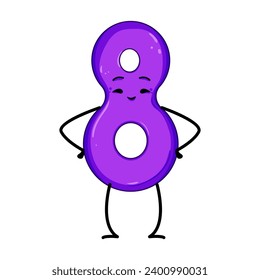 cute number character cartoon. funny font, smile three, one math cute number character sign. isolated symbol vector illustration