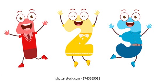 cute number character mascot for kid study