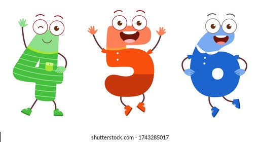 cute number character mascot for kid study