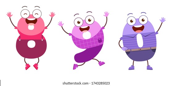 cute number character mascot for kid study