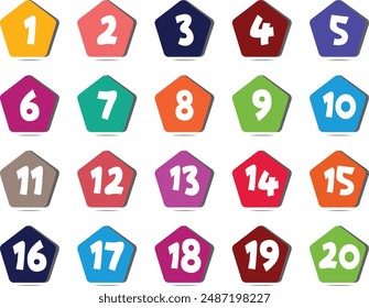 Cute Number Character one to twenty 