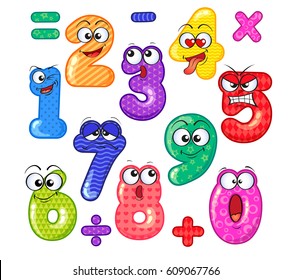 Cute Number Characters. Emoticon