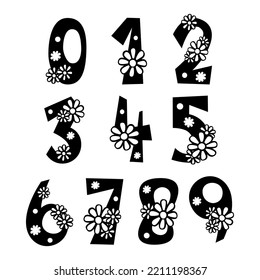 Cute Number with daisy flower. Lovely letter design for decoration. Vector Illustration about lettering.