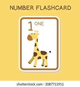 Die Zahl der Taschenkarten wird mit den Tieren festgelegt. Englisch zählt mit Tierthema. Mathe Poster für die Vorschulzeit. Vektorgrafik.