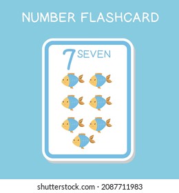 Cute number flashcards with animals set. English counting with animal theme. Math Poster for preschool. Vector illustration.