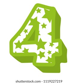 cute number four with stars pattern