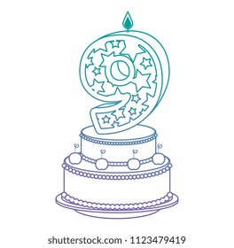 cute number nine candle with sweet cake