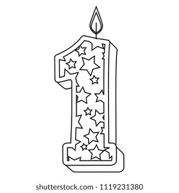 cute number one candle with stars pattern