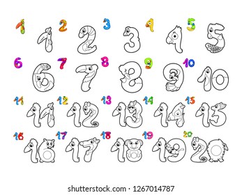 Cute Number Sets Coloring Books Childrens Stock Vector (Royalty Free ...