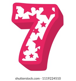 cute number seven with stars pattern