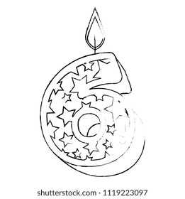 cute number six candle with stars pattern
