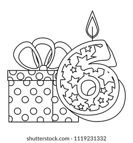cute number six with gift