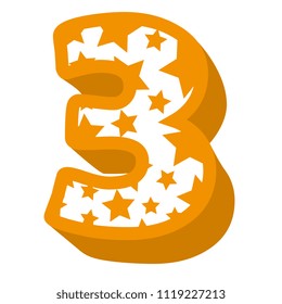 cute number three with stars pattern