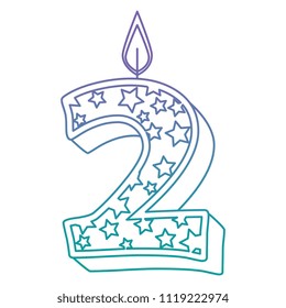 cute number two candle with stars pattern