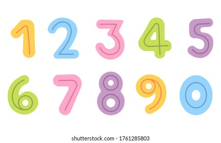 Cute Numbers Character Zero One Two Stock Vector (Royalty Free ...